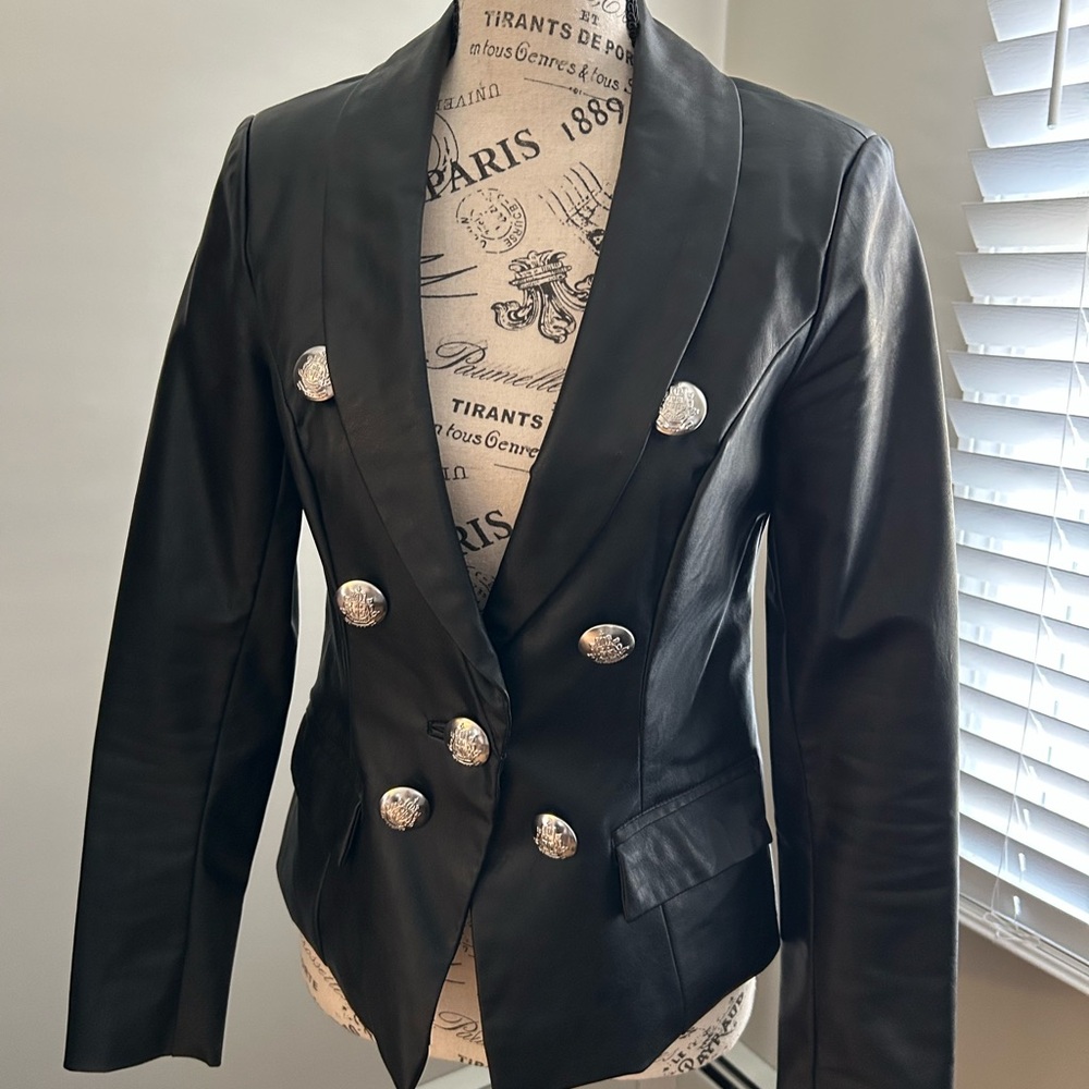 INC International Concepts Black Tailored Blazer with Shawl Collar